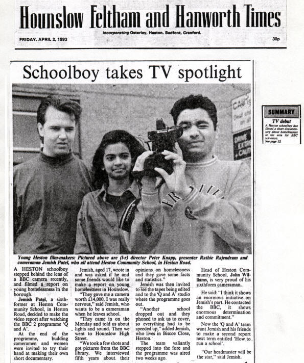 The Hounslow, Feltham and Hanworth Times article